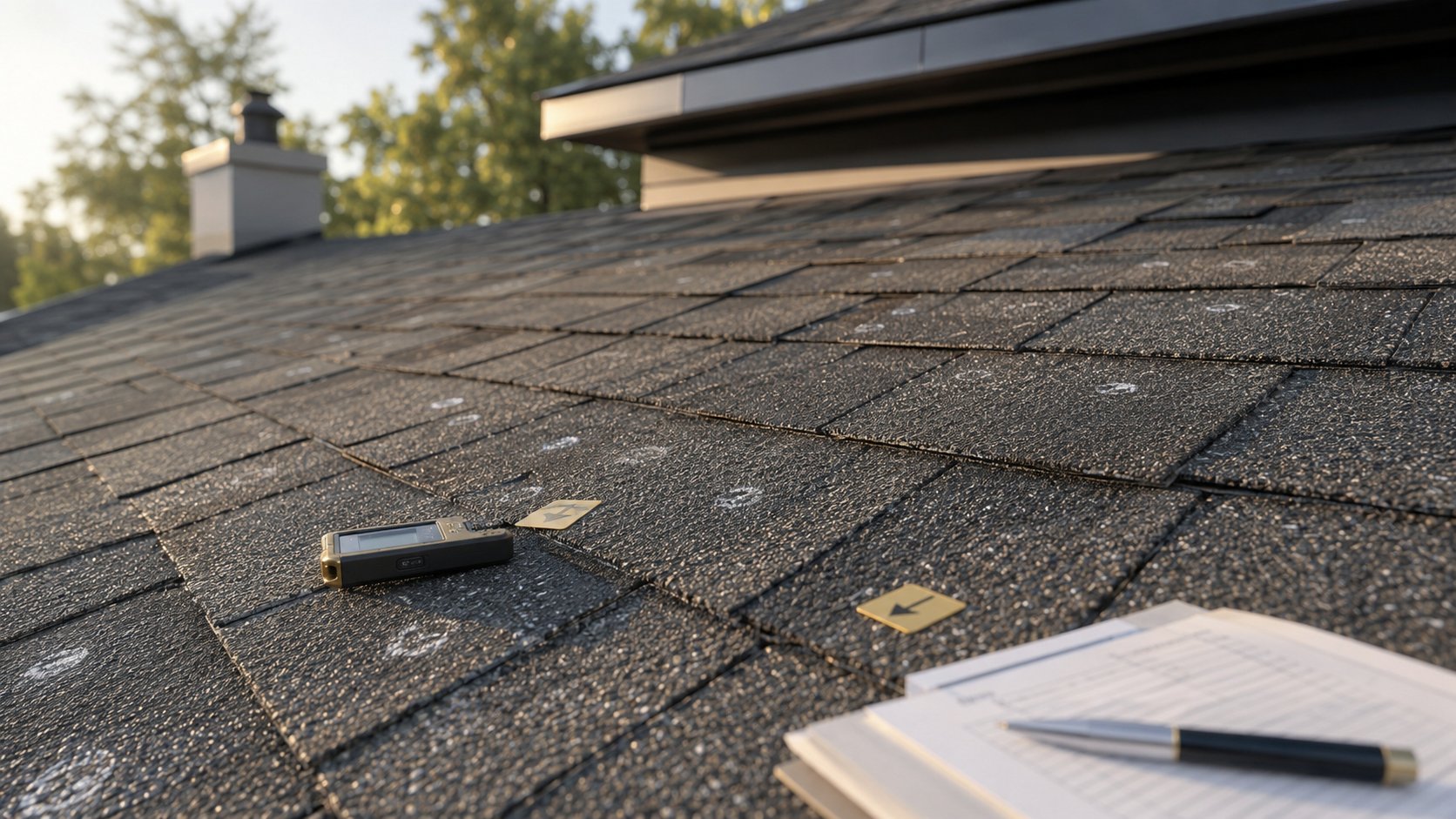 Property roof inspection in progress